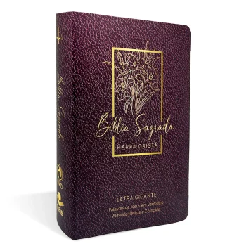 Bíblia com Harpa Cristã - Popular - Letra Gigante Floral Vinho - Capa Semiflexivel