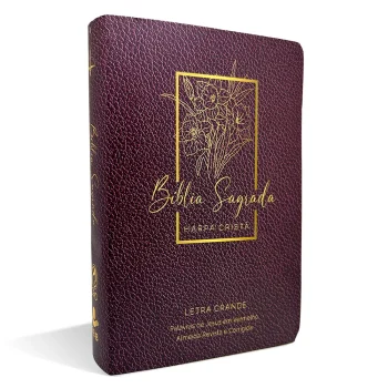 Bíblia Com Harpa Cristã - Popular - Letra Grande - Floral Vinho - Capa Semiflexivel