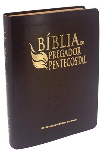 Bíblia Pregador Pentecostal tamanho médio capa marrom nobre
