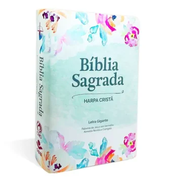 Bíblia Media Harpa Cristã Luxo Letra Gigante Floral Aquarela ARC
