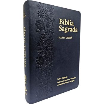 Bíblia com Harpa Letra Gigante Floral Ramos Preta ARC
